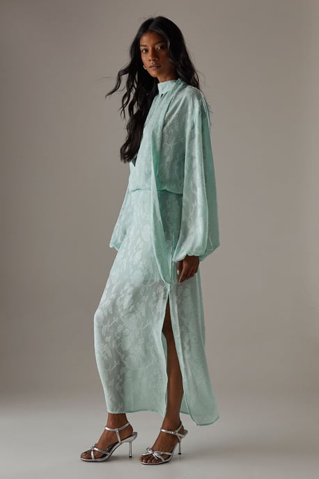 Chiffon Jacquard Bias Maxi Skirt - Image 2
