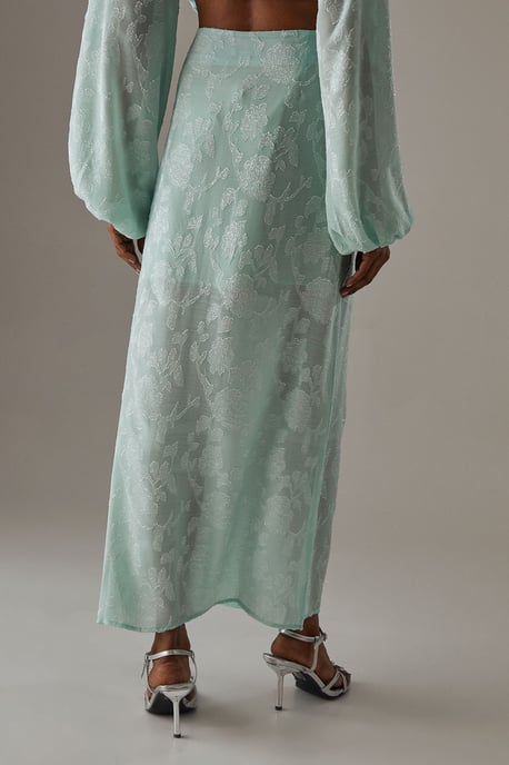 Chiffon Jacquard Bias Maxi Skirt - Image 3