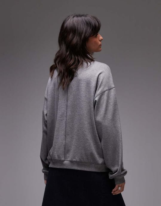 Topshop premium rib polo top in grey - Image 4