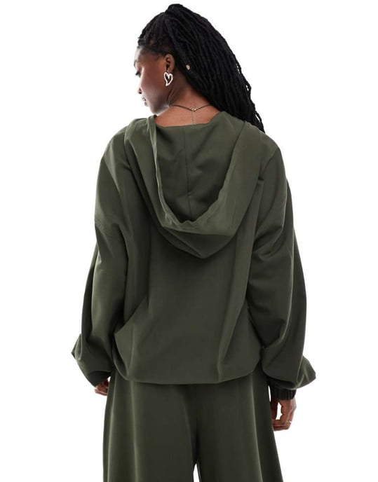 COLLUSION unisex tailored hoodie in olive co-ord - Image 4