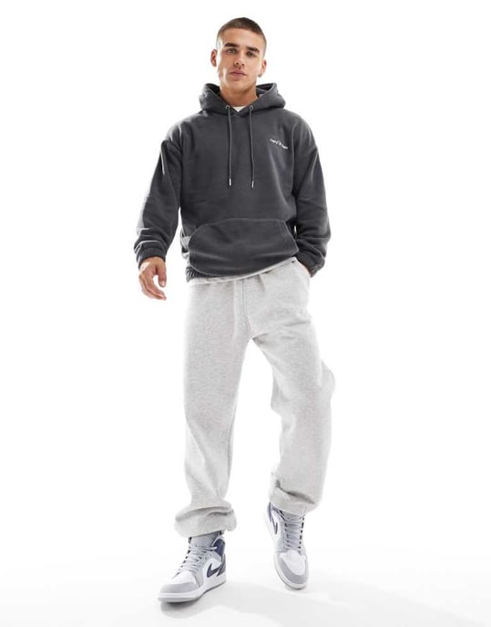 ONLY & SONS oversized fleece hoodie with base camp back print in grey - Image 4