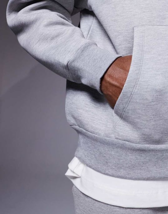 ASOS DESIGN heavyweight relaxed hoodie with zip in scuba-style fabric in grey marl - Image 3