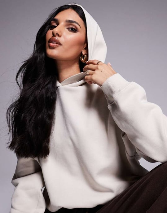 ASOS DESIGN hoodie with bubble hem detail in stone - Image 3