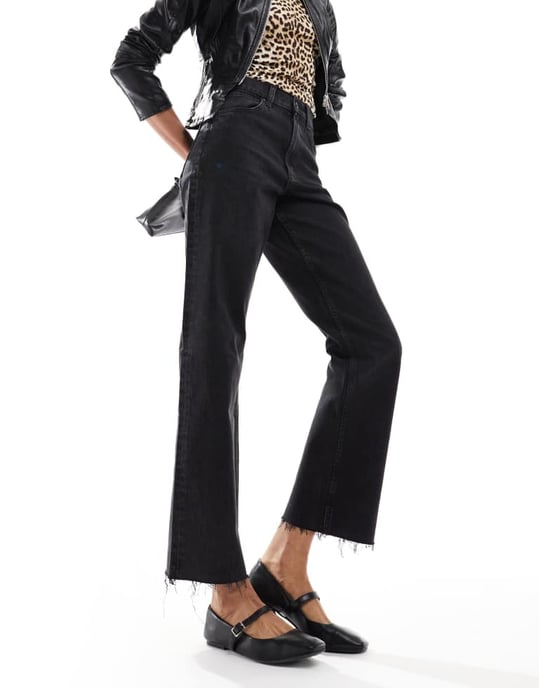 ASOS DESIGN Tall ankle grazer straight leg jean in black - BLACK - Image 2