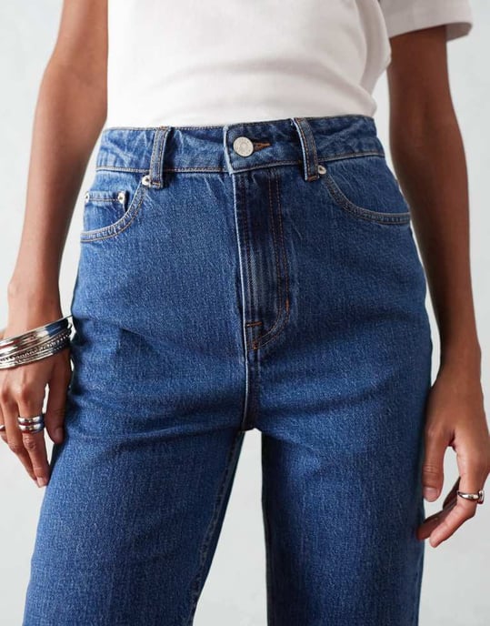 ASOS DESIGN high rise slim straight jean in bright mid blue - Image 3