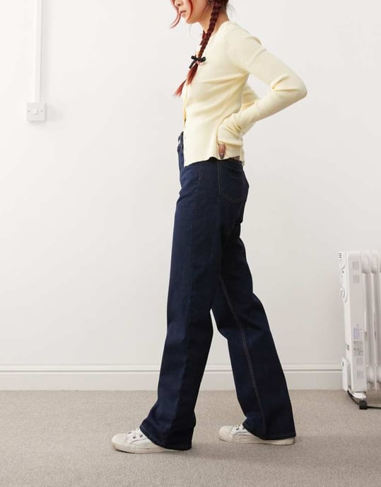 Dr Denim Echo regular fit straight leg in dark blue stone with spray - Image 3