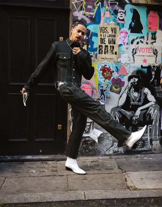 Labelrail x OliBrom seam detail straight leg jeans in washed black co-ord - Image 3