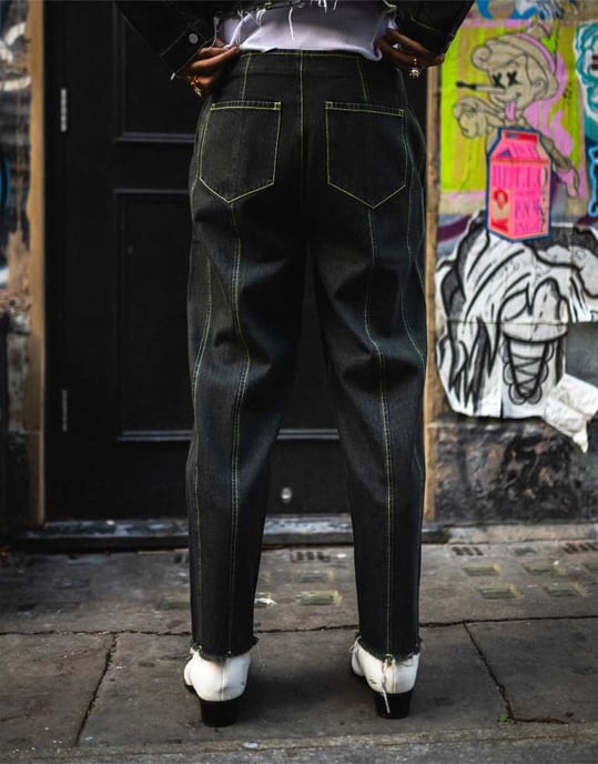 Labelrail x OliBrom seam detail straight leg jeans in washed black co-ord - Image 4