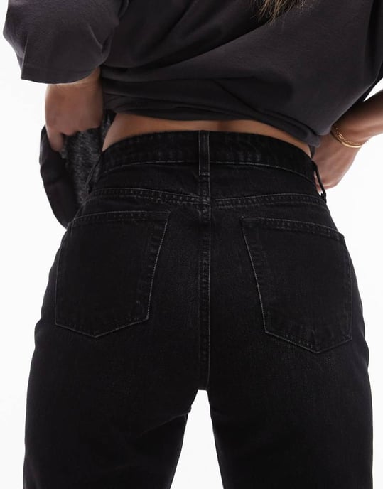 Topshop Hourglass Kort high rise straight jean in washed black - Image 4