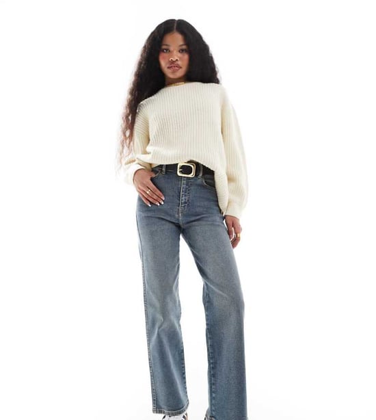 Dr Denim Petite Moxy straight leg jeans in cape mid dirt used - Image 1