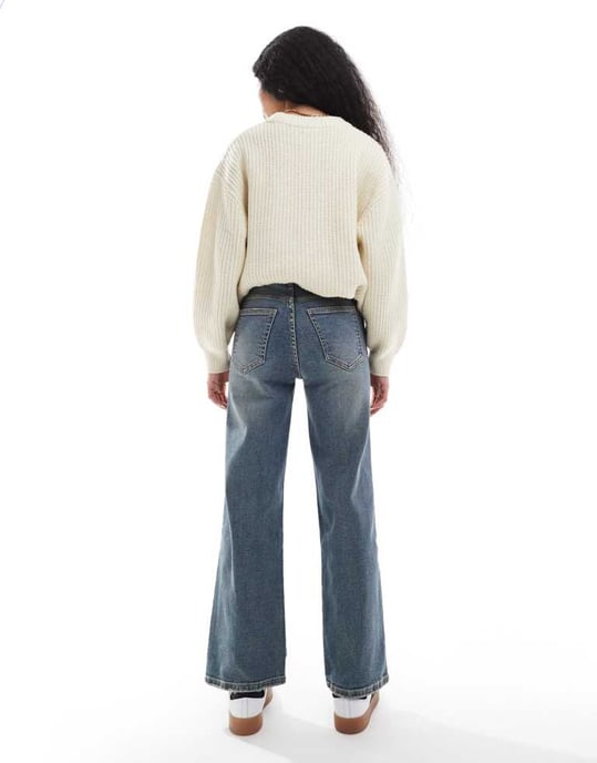 Dr Denim Petite Moxy straight leg jeans in cape mid dirt used - Image 3