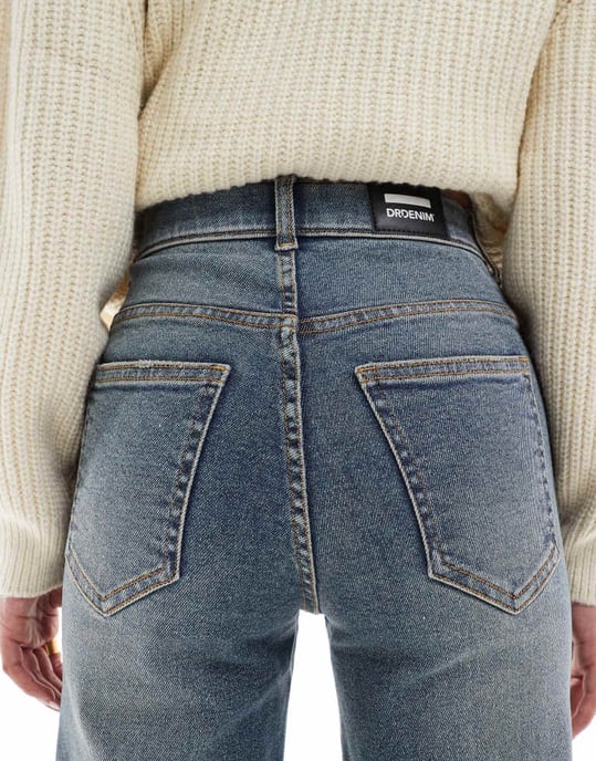 Dr Denim Petite Moxy straight leg jeans in cape mid dirt used - Image 4