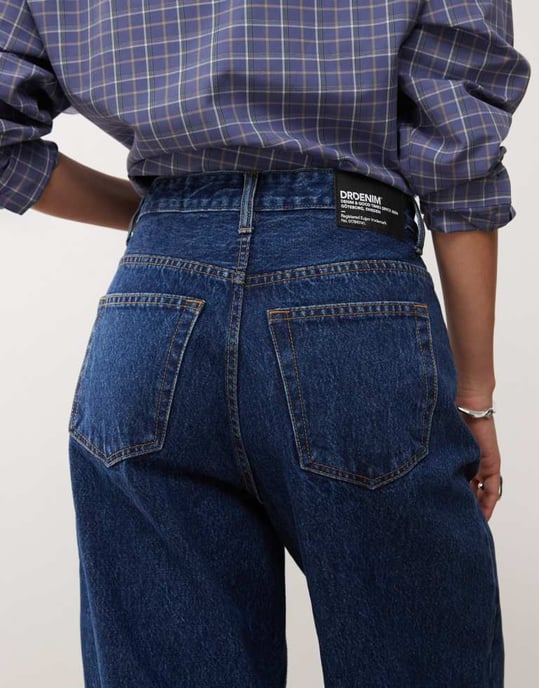 Dr Denim Donna relaxed fit high waist wide straight leg jeans in stream dark retro - Image 4