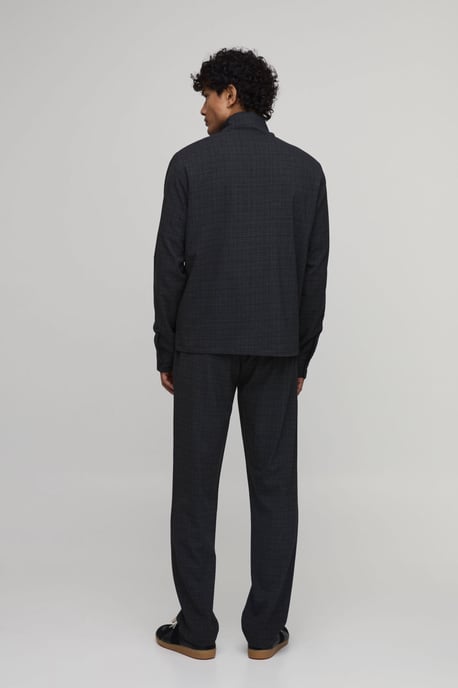 Micro Check Double Zip Funnel Neck Regular Fit Harrington Co-ord - Image 3