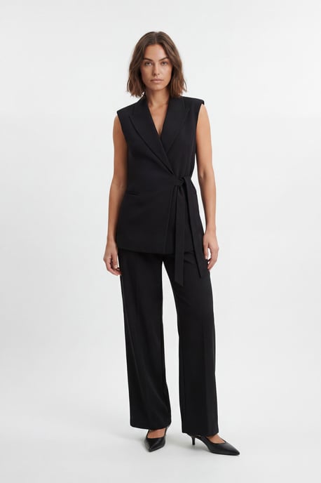Soft Tailored Wrap Detail Sleeveless Blazer - Image 1