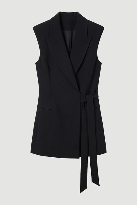 Soft Tailored Wrap Detail Sleeveless Blazer - Image 4