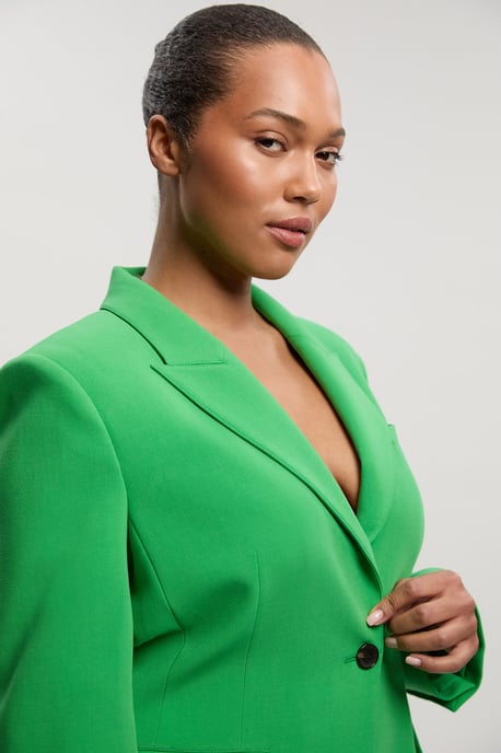 Plus Size Compact Stretch Single Breasted Tailored Blazer - Image 2