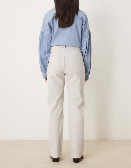 Abercrombie & Fitch low rise baggy fit jean in beige - Image 2