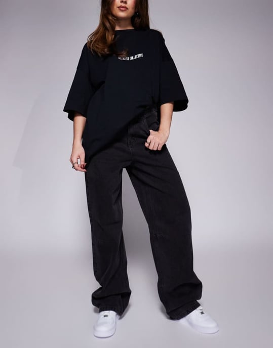 Weekend Collective baggy barrel fit jeans in black wash - Image 1