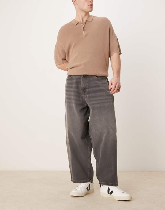 ASOS DESIGN oversized baggy fit jeans in washed black - Image 1