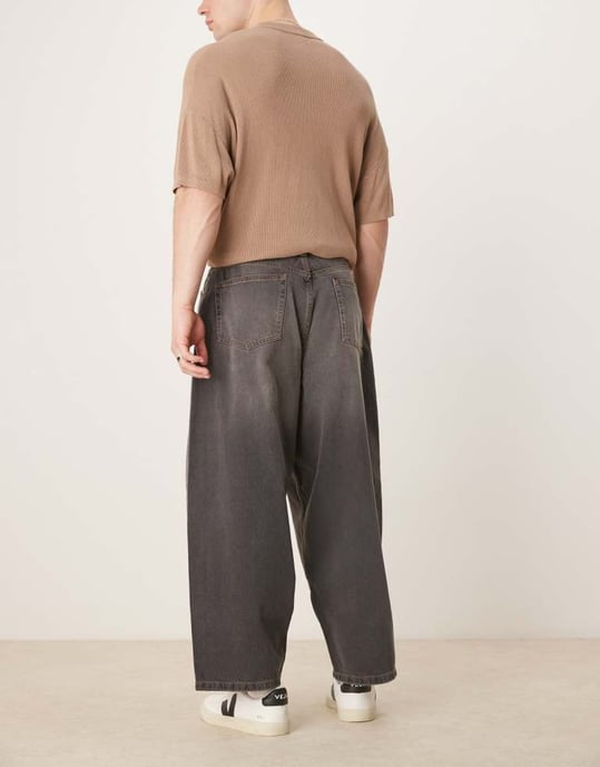 ASOS DESIGN oversized baggy fit jeans in washed black - Image 2