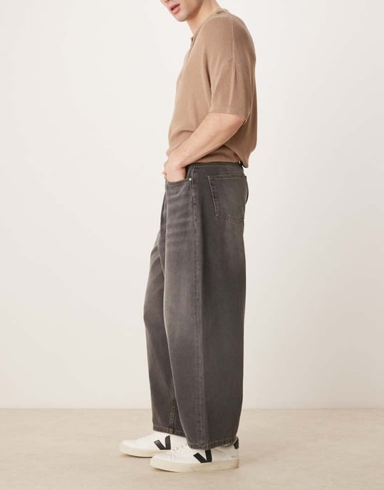 ASOS DESIGN oversized baggy fit jeans in washed black - Image 3