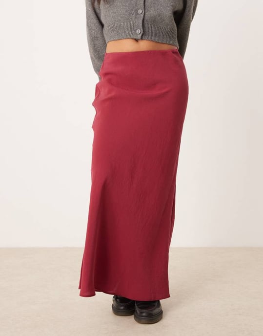 ASOS DESIGN petite bias maxi skirt in red - Image 4