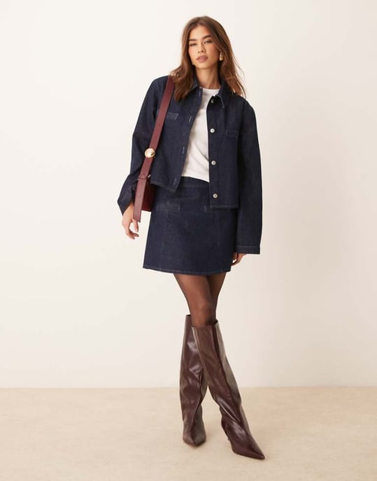 ASOS DESIGN denim tailored mini skirt with seam details in indigo - Image 1