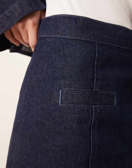 ASOS DESIGN denim tailored mini skirt with seam details in indigo - Image 3