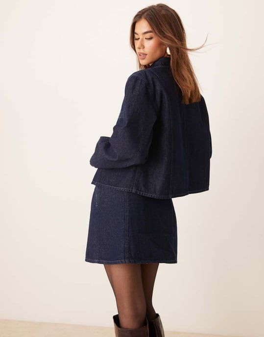 ASOS DESIGN denim tailored mini skirt with seam details in indigo - Image 4