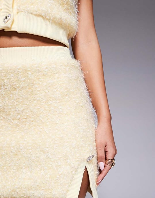 ASOS LUXE co-ord textured knit mini skirt in Buttermilk - Image 4