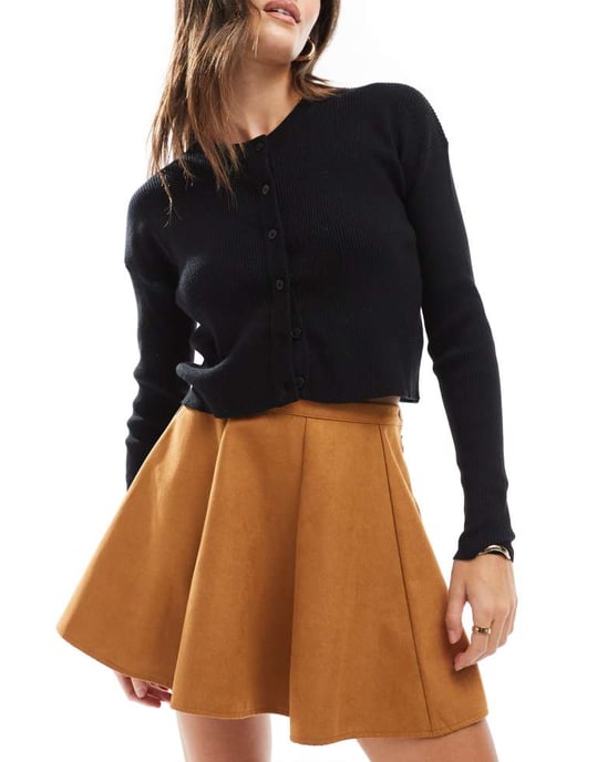 ASOS DESIGN flippy faux suede mini skirt in tan - TAN - Image 2