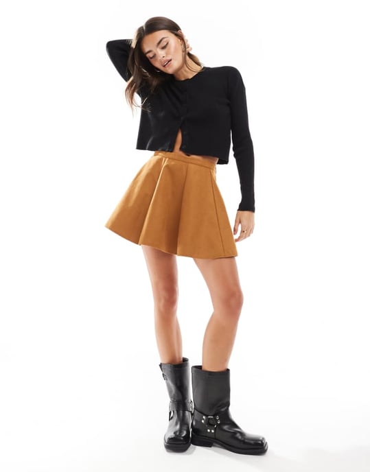 ASOS DESIGN flippy faux suede mini skirt in tan - TAN - Image 3