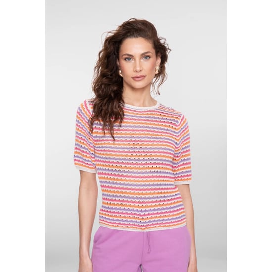 Geisha 64088-70 718 pullover multi col stripe s/sl ecru/purple/orange/cyclame - Image 1