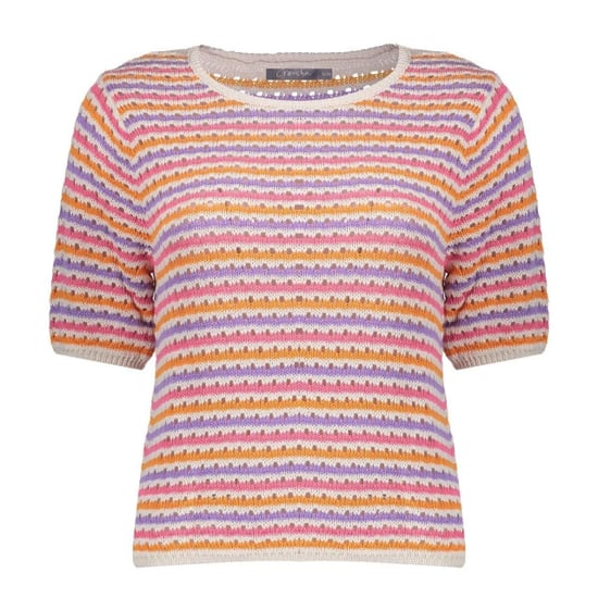 Geisha 64088-70 718 pullover multi col stripe s/sl ecru/purple/orange/cyclame - Image 3