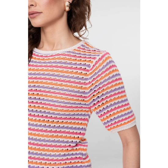 Geisha 64088-70 718 pullover multi col stripe s/sl ecru/purple/orange/cyclame - Image 5