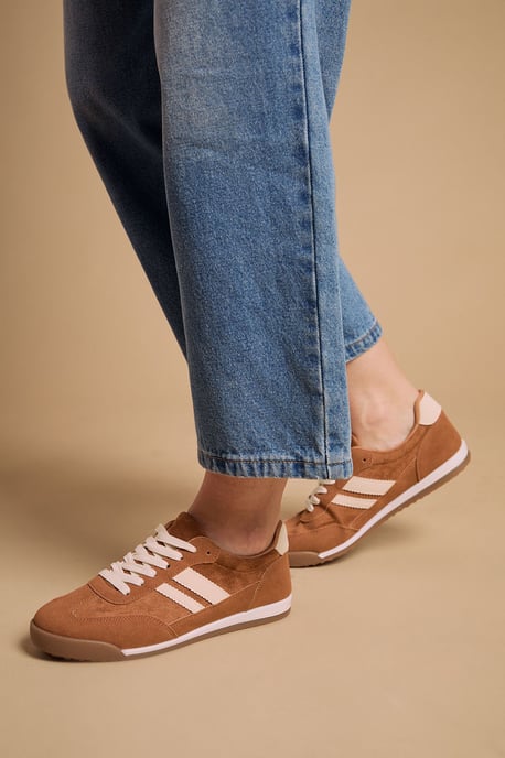 Penny Faux Suede Lace Up Trainers - Image 1