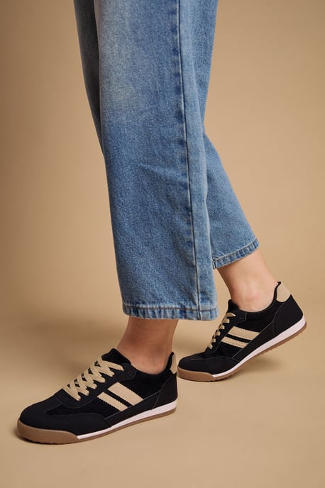 Penny Faux Suede Lace Up Trainers - Image 1