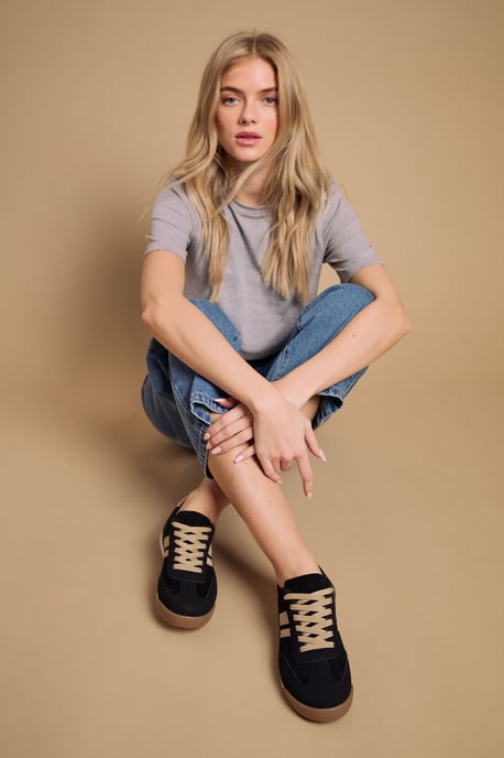 Penny Faux Suede Lace Up Trainers - Image 2