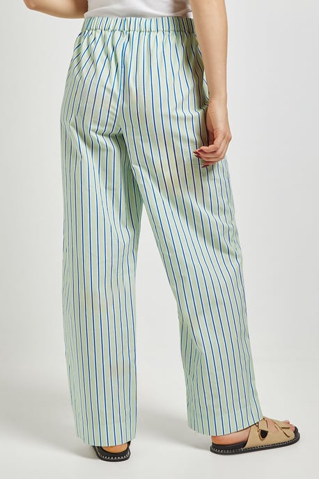 Stripe Elasticated Waist Wide Leg Printed Trouser - Image 3
