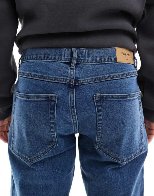 Farah elm slim jeans in midwash blue - Image 4