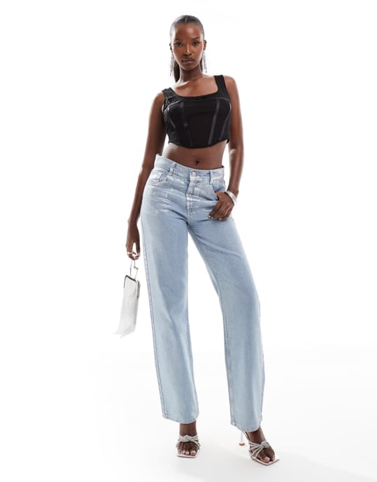 ASOS DESIGN sleeveless mesh corset top in black - Image 3