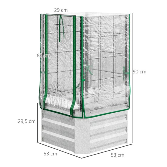 4goodz 3-delige set plantenbak, serre met plastic hoes 53x53x90 cm - Image 2