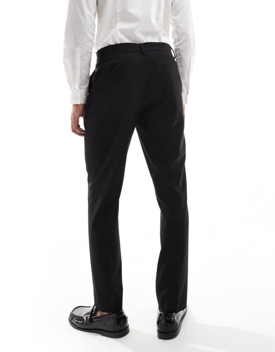 ASOS DESIGN slim suit trousers in subtle black herringbone - Image 2