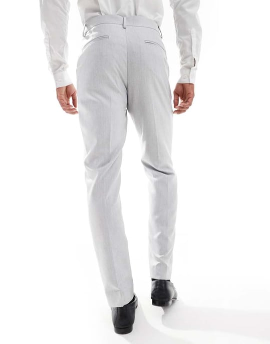 ASOS DESIGN slim suit trousers in grey herringbone - Image 2