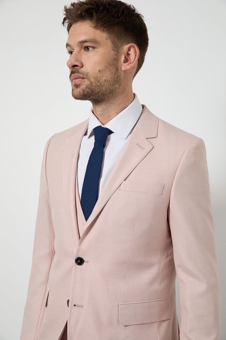Light Pink Slim Fit Suit Jacket - Image 5