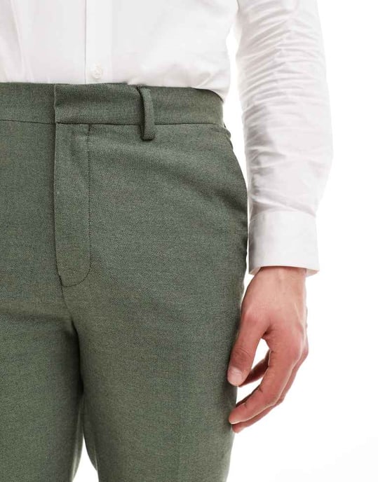 ASOS DESIGN slim suit trousers in forest green oxford texture - Image 3