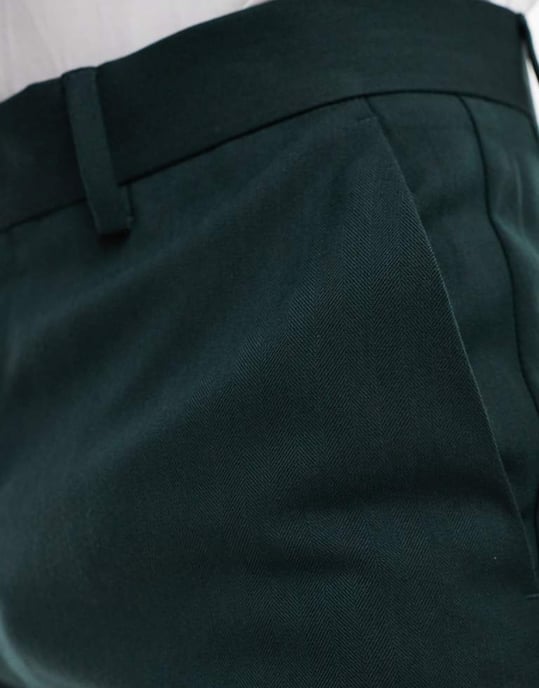 ASOS DESIGN skinny suit trousers in dark green herringbone - Image 4