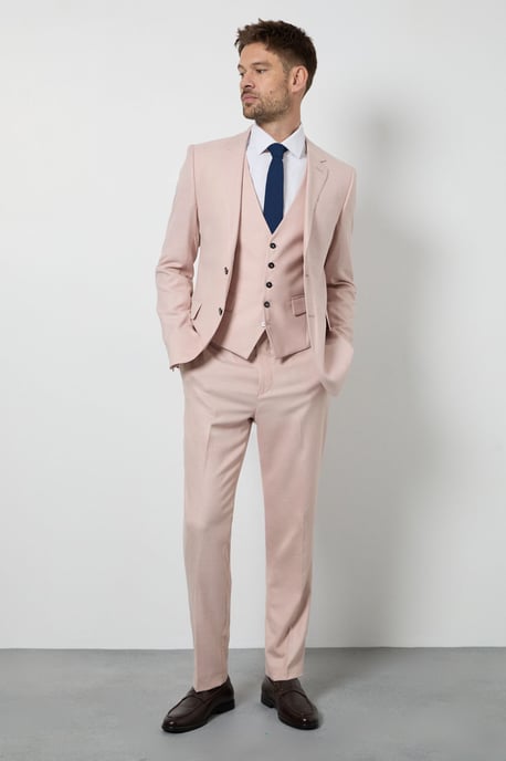 Light Pink Slim Fit Suit Trousers - Image 1