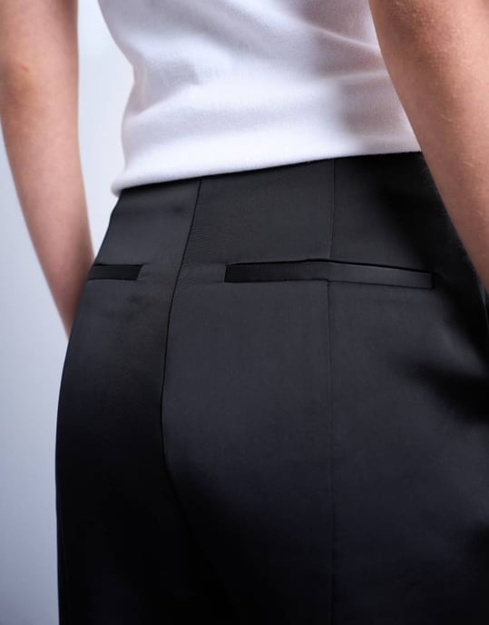 Topshop satin straight leg with side split trouser in black - Image 4